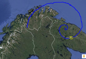 13.Vortexul din Rusia - Peninsula Kola, Norvegia, Suedia - punctul galben - O inima portal